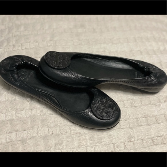 Tory Burch Shoes - Tory Burch, Sz 8, all black, leather flats.